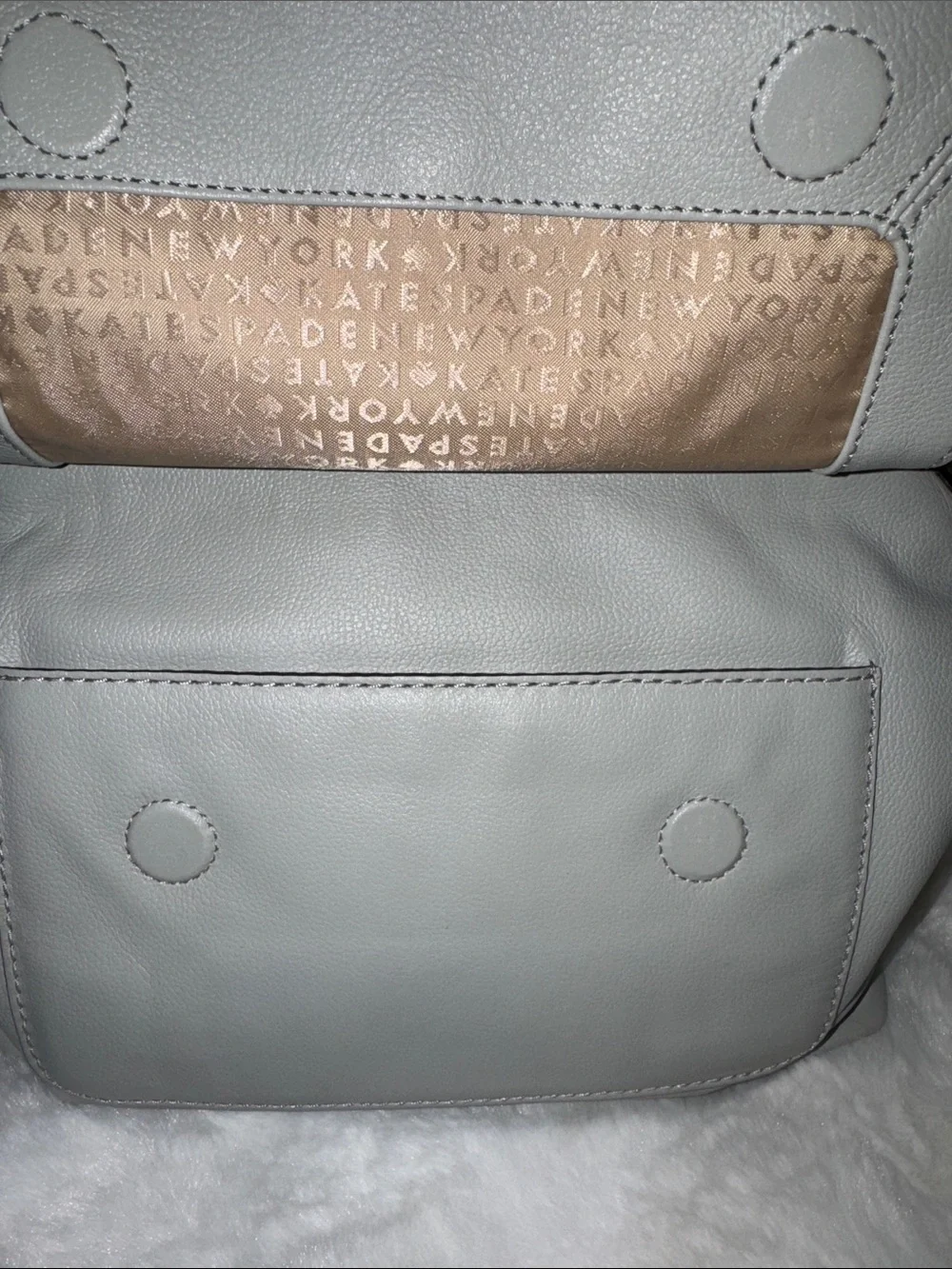 kate spade Allen Street Raquelle  light gray leather satchel with gold hardware